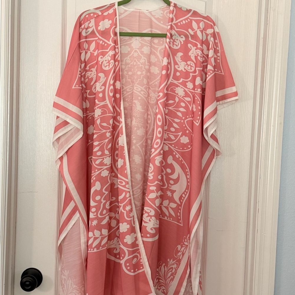 Pink and White Floral Kimono
